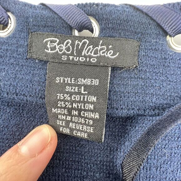 Bob Mackie Womens Jacket Size L Navy Blue Open Front Cardigan Long Sleeve - Picture 4 of 4